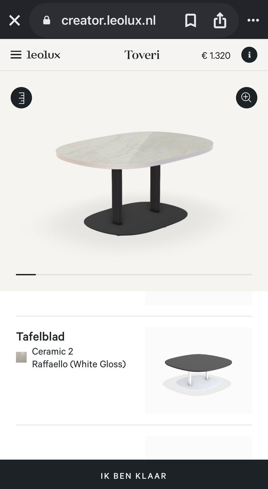 Leolux salontafelset keramiek gloss NIEUW, Ophalen, Nieuw, Rechthoekig, 50 tot 100 cm