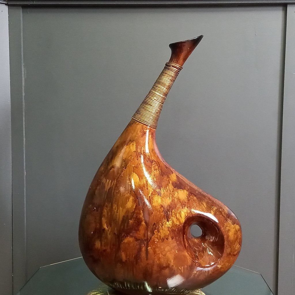 Vintage glazen designvaas, Ophalen of Verzenden, Bruin, Glas