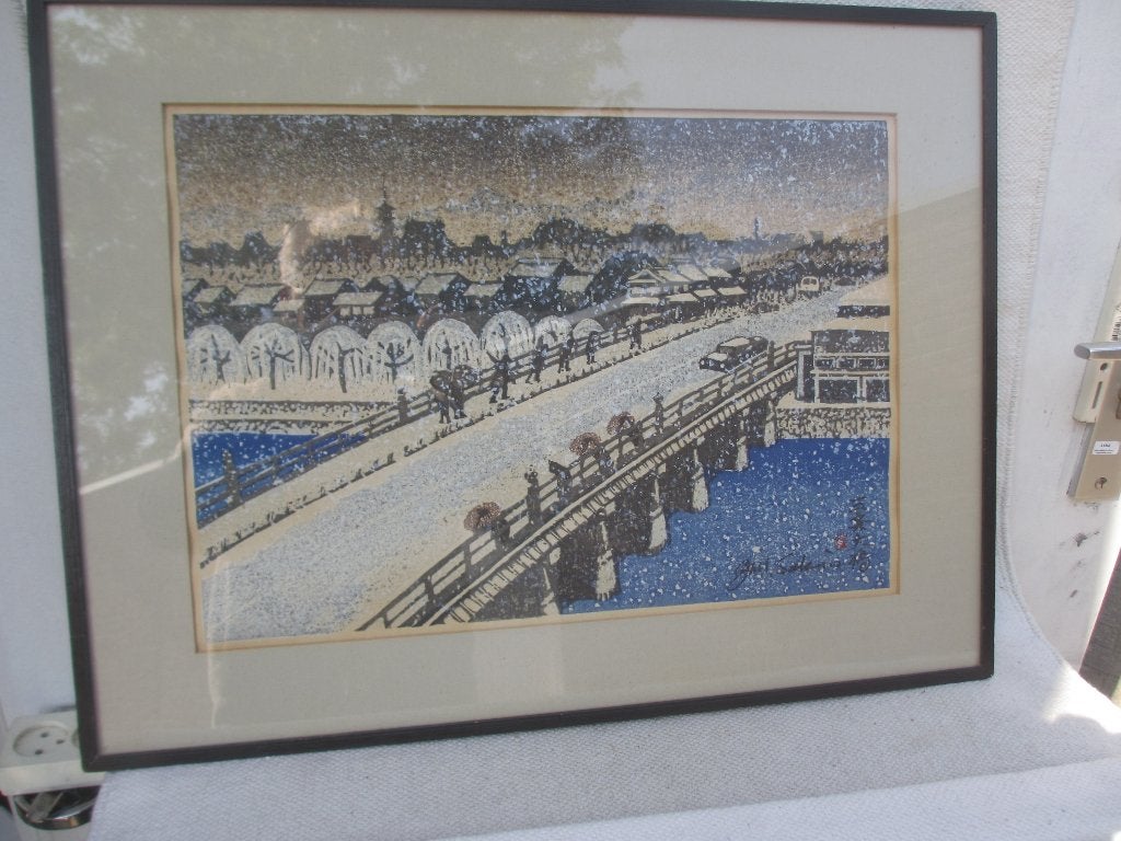 Junichiro Sekino houtsnede woodblock 1947, Antiek en Kunst, Overige typen, Ophalen of Verzenden, Japan, Meerkleurig