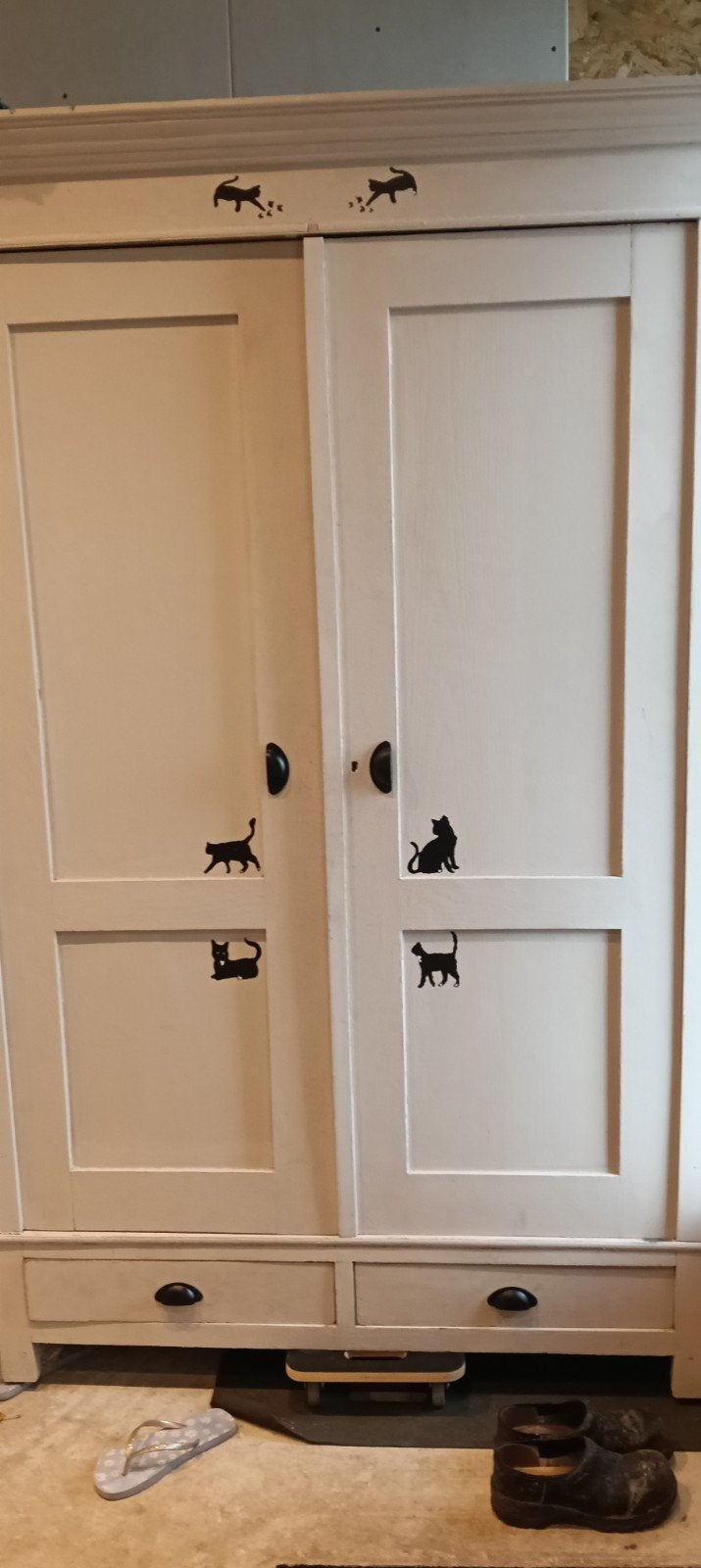 Kledingkast met katten erop geschilderd, Ophalen, Gebruikt, 100 tot 150 cm, Met lade(s)