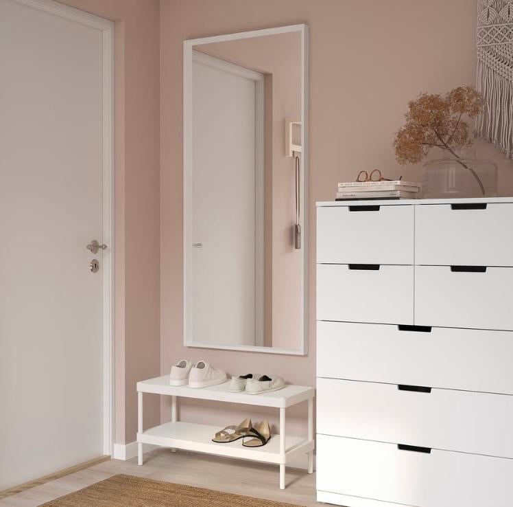 IKEA NISSEDAL Spiegel wit 65x150 cm, Huis en Inrichting, Woonaccessoires | Spiegels, Ophalen, 100 tot 150 cm, Zo goed als nieuw