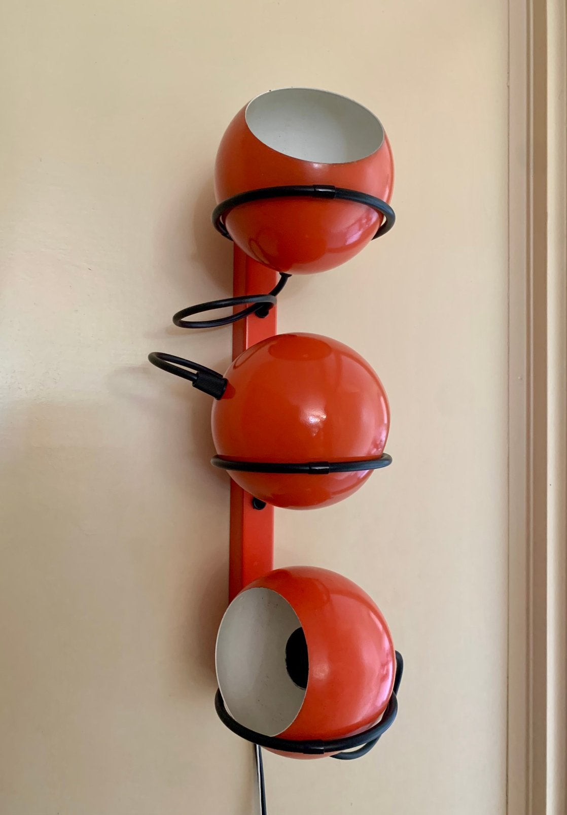 Vintage gepo wandlamp bollenlamp, Oranje, Zo goed als nieuw, Met schakelaar, Overige merken