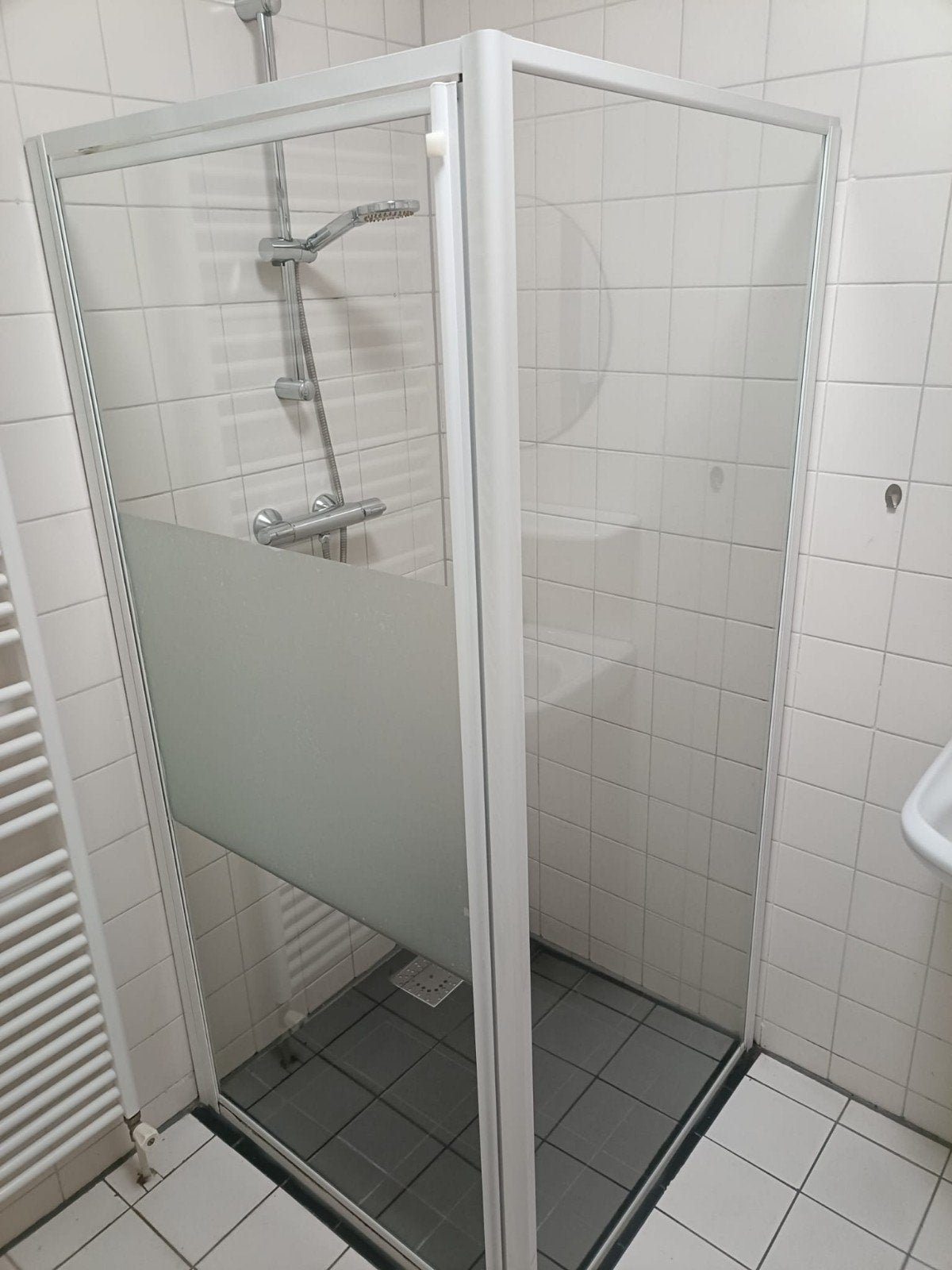 Douchecabine met deur 90x90, Ophalen, Zo goed als nieuw, Rvs, Douche