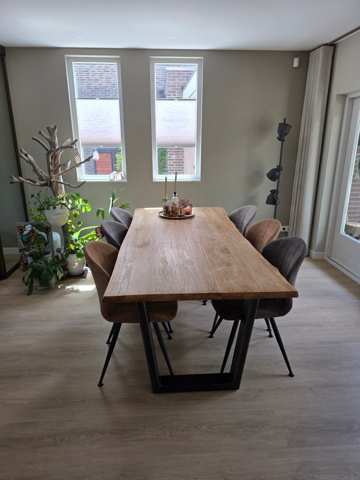 Teakhouten eettafel met stoelen, Ophalen, Teakhout, 200 cm of meer, 50 tot 100 cm