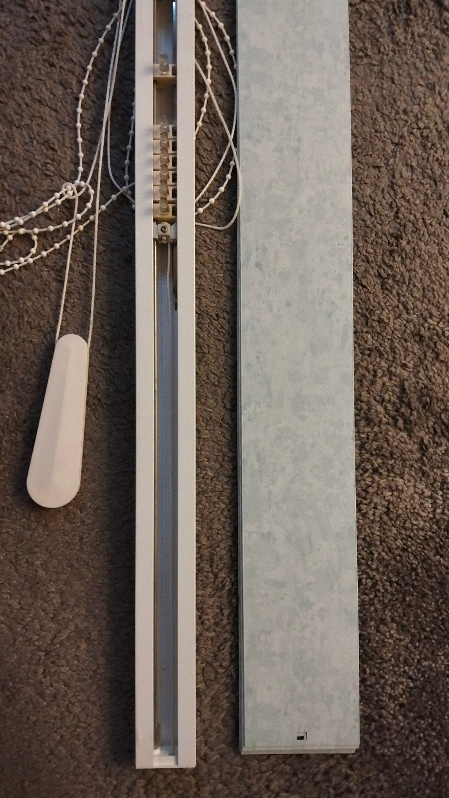 Lichtblauwe PVC lamellen met rails (124x65 cm), Ophalen, Lamellen, Zo goed als nieuw, Kunststof