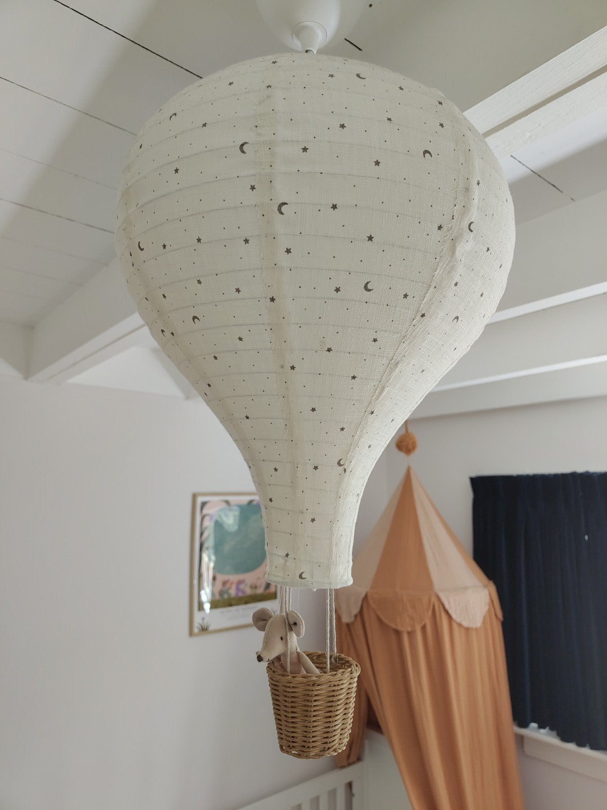 Luchtballon lampenkap voor kinderkamer, Wit, Overige merken, Textiel, Ophalen of Verzenden