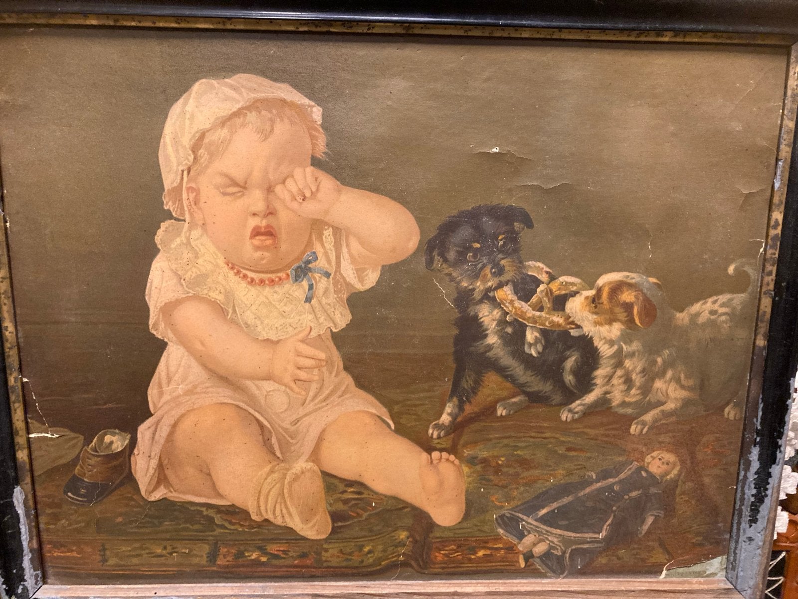 Guarding Baby - Edwin Frederick Holt (1896), Antiek en Kunst, Kunst | Schilderijen | Klassiek, Ophalen, Gedateerd, Portret of Personen