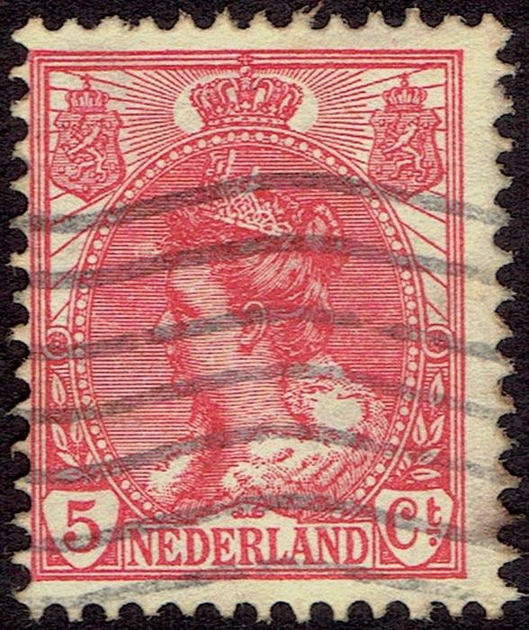 Nederland 1899, Koningin Wilhelmina, 5 cent, karmijn., Postzegels en Munten, Verzenden, T/m 1940, Gestempeld