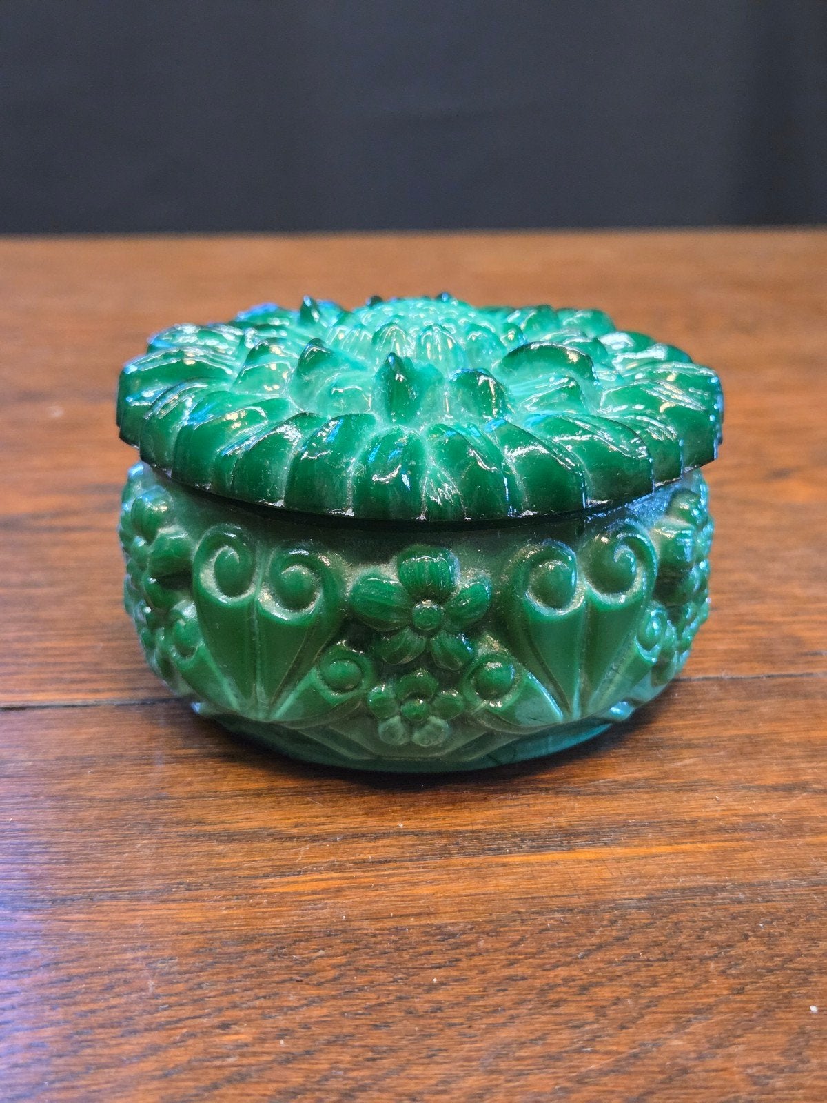 Glazen deksekdoosje malachiet glas groen design, Verzenden