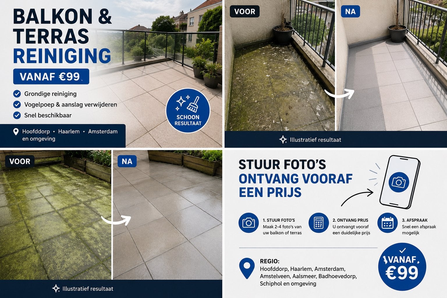 Balkon & Terras Reiniging | Snel Beschikbaar, Diensten en Vakmensen, Schoonmakers en Glazenwassers, Schoonmaken woning