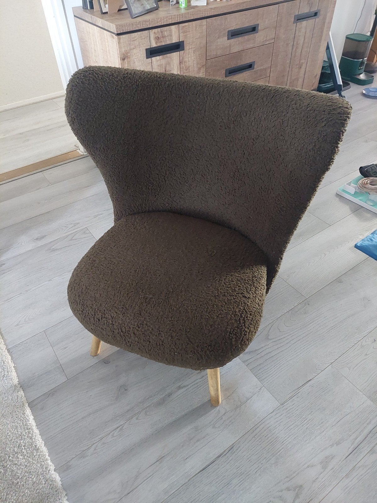 WOOOD fauteuil Celine warmgroen, Ophalen, Modern, Scandinavisch, Minder dan 75 cm, Zo goed als nieuw