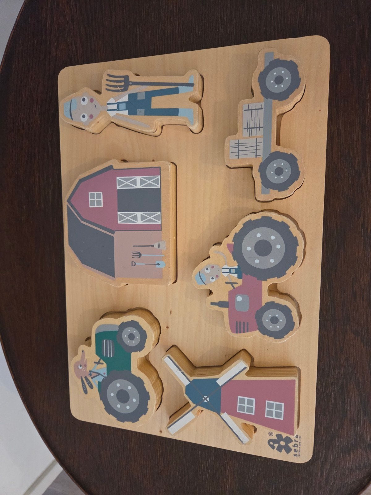 Sebra Houten Boerderij Puzzel, 2 tot 4 jaar, Gebruikt, Ophalen of Verzenden, Van hout