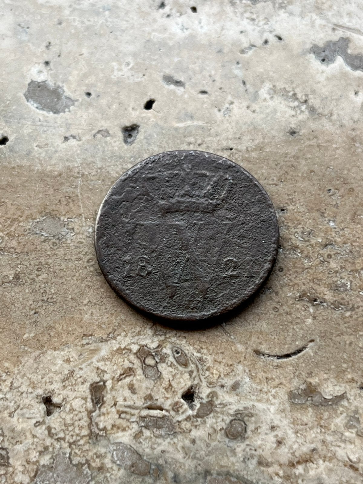1 cent 1821 Willem I, met corrosie, Postzegels en Munten, Ophalen of Verzenden, Koning Willem I, Losse munt