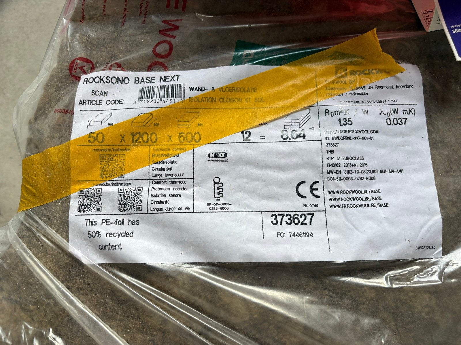 Rockwool Steenwol Isolatie 5cm dik, 60x120, Ophalen, 4 tot 8 cm, Nieuw, Steenwol