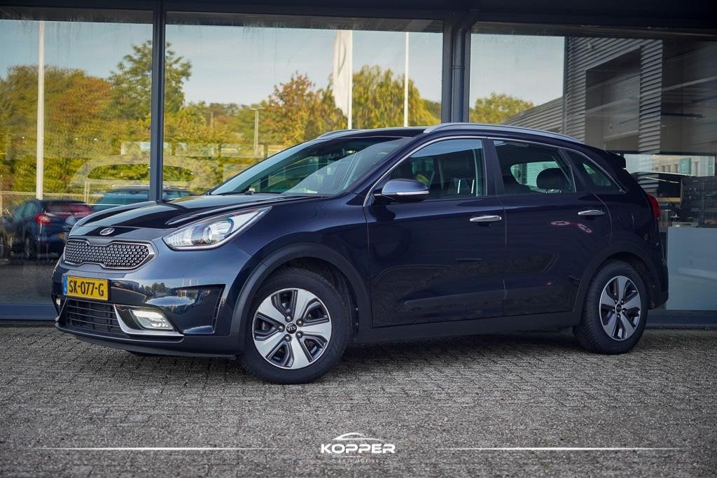 Kia Niro 1.6 GDi Hybrid DynamicLine / Trekhaak / Half Leder, Auto's, Euro 6, 2 kWh, Blauw, Leder en Stof