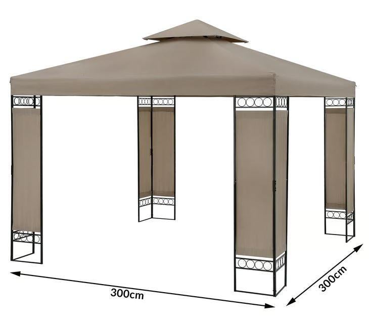 Paviljoen 3x3, partytent prieel taupe GRATIS BEZORGD!, Verzenden, Minder dan 4 meter, Nieuw, Nvt