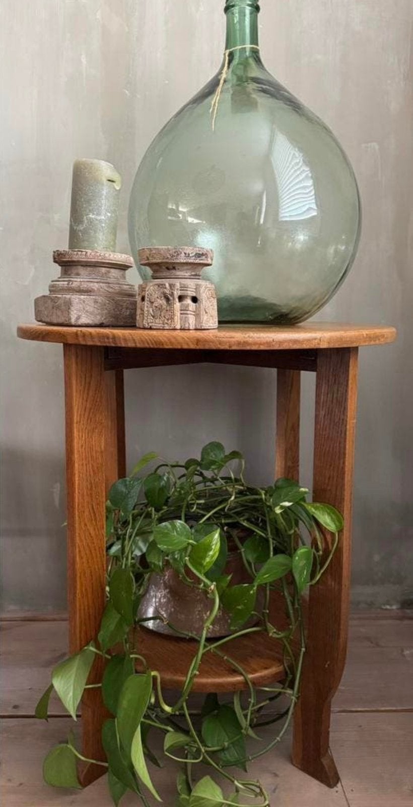 Oud rond houten tafeltje vintage, Ophalen