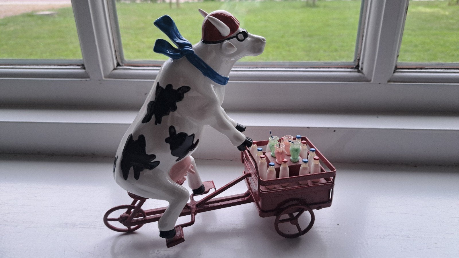 cow parade koe op fiets laat triporteur medium, Ophalen of Verzenden, Dier