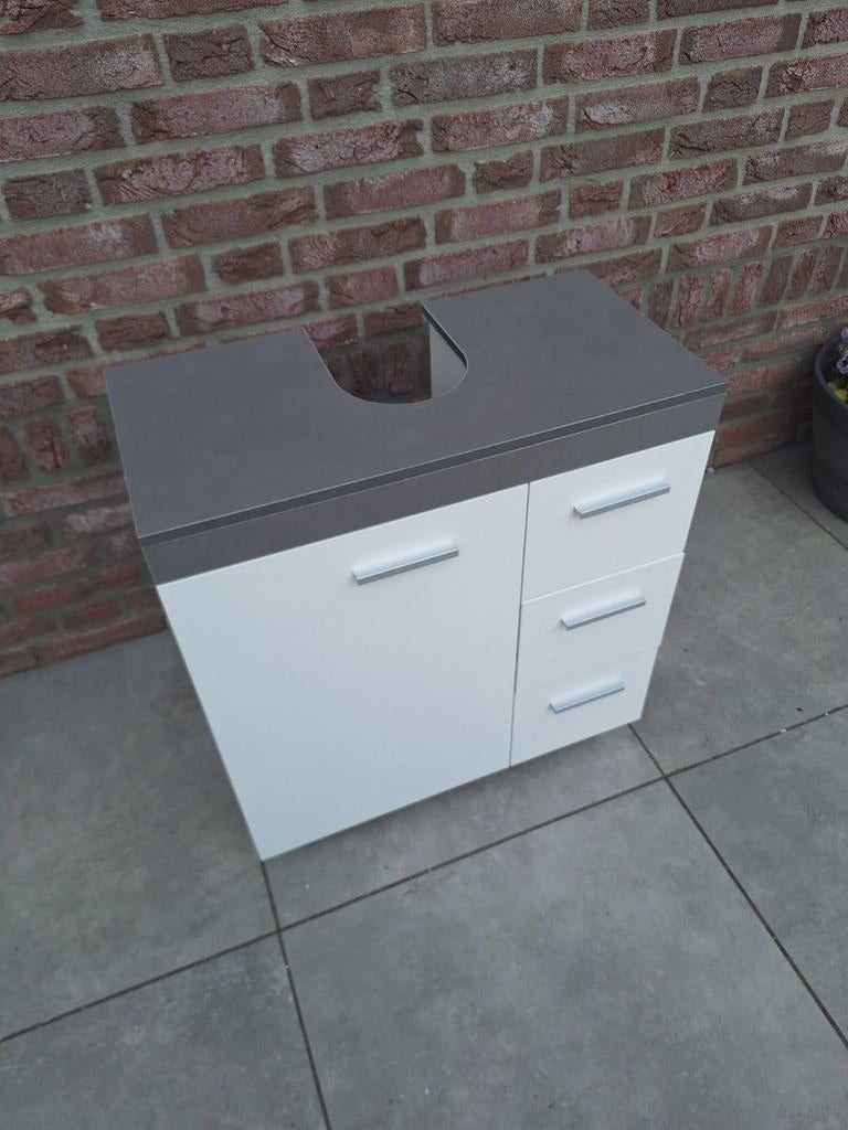 Badkamermeubel Wastafelmeubel Grijs Wit 60x30x64cm, Nieuw, Minder dan 100 cm, Wastafelkast, 25 tot 50 cm