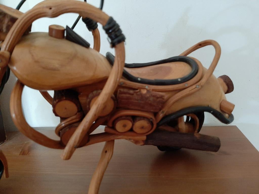 Harley davidson houten motor motorfiets, Antiek en Kunst, Antiek | Speelgoed, Ophalen of Verzenden