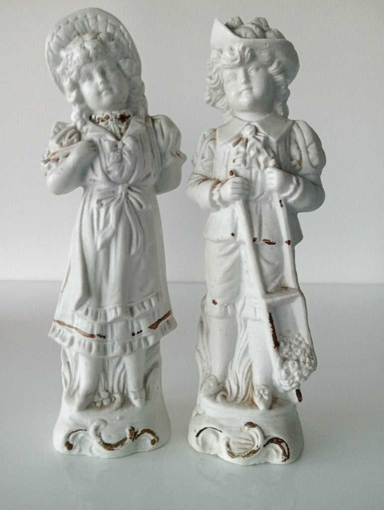 Stel gemerkte oude biscuit beeldjes ca.20x5.5x5cm, Antiek en Kunst, Antiek | Porselein, Ophalen