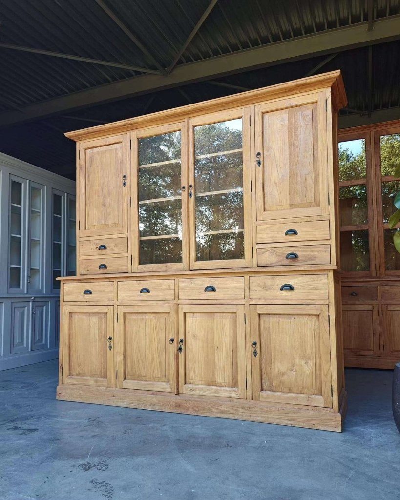 Grote teakhouten buffetkast | Teak Servieskast  #3283, -, 200 cm of meer, -, Met lade(s)