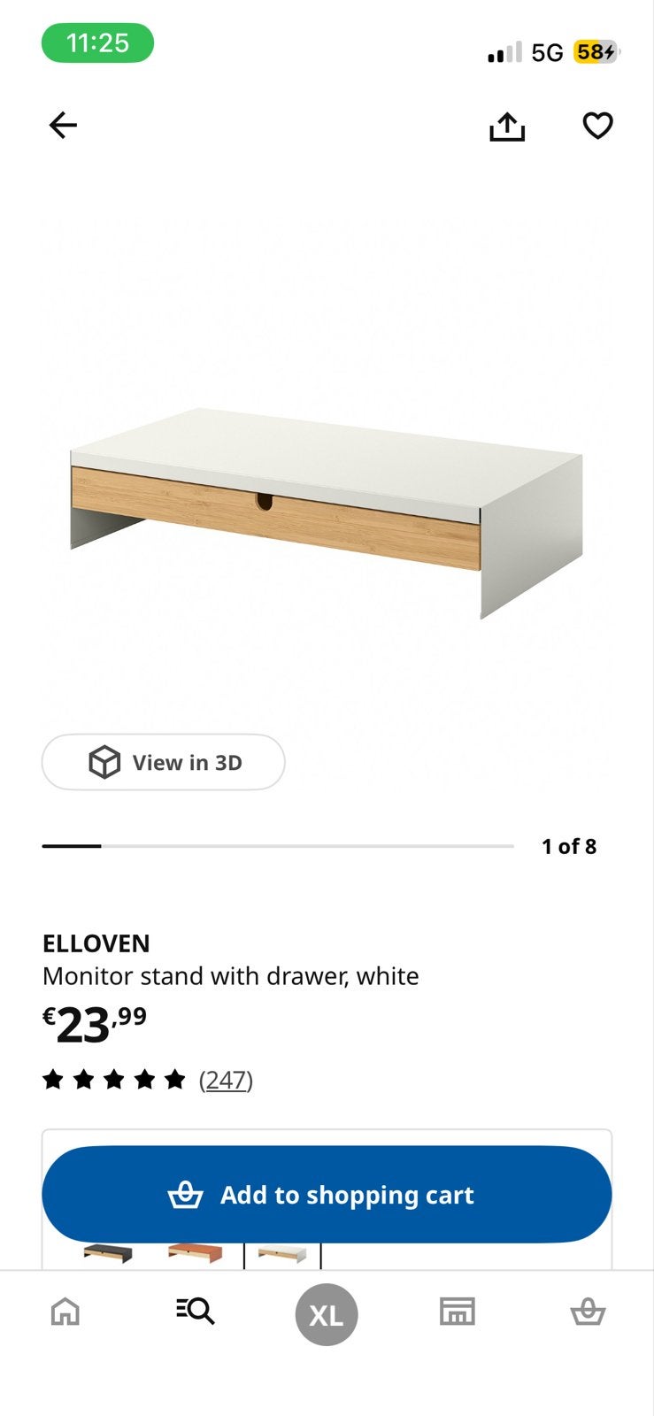 ELLOVEN Monitorstandaard met lade, wit, Ophalen, Zo goed als nieuw