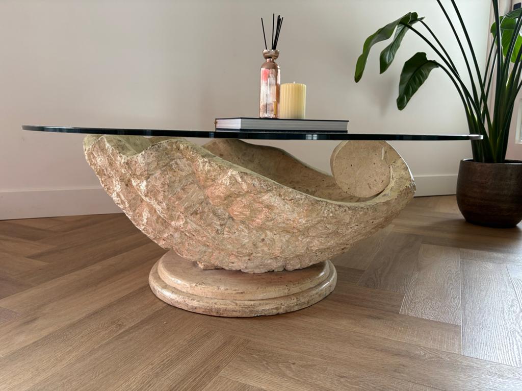 Vintage schelp tafel salontafel Mactan Magnussen Ponte, Ophalen, Gebruikt, 100 tot 150 cm, 50 tot 100 cm