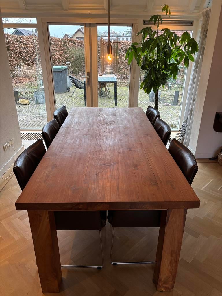Eetkamer stoelen, Huis en Inrichting, Stoelen, Ophalen, Gebruikt, Bruin, Leer