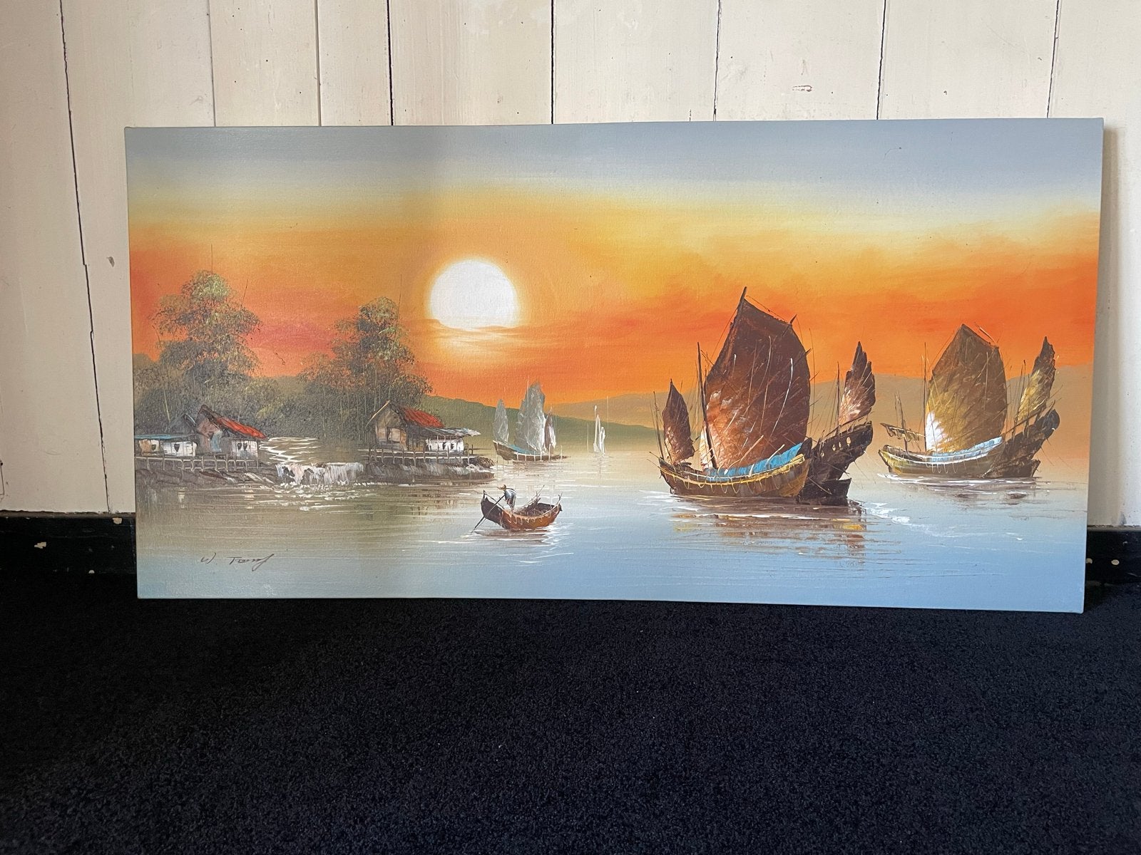 Schilderij Hongkong Zonsondergang 100x45cm, Ophalen
