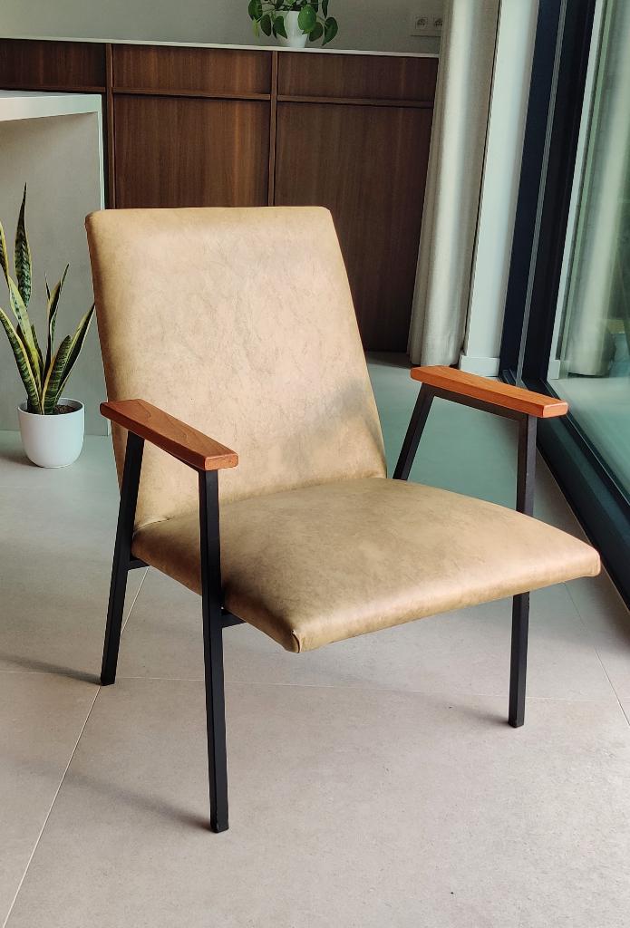 Prachtige midcentury leeszetel (Meurop), Ophalen, Zo goed als nieuw, Leer, Midcentury