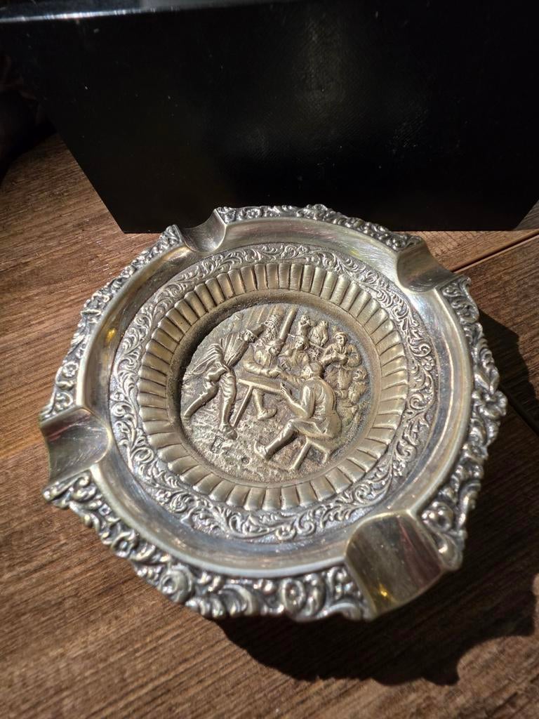 Antieke vergulde zilveren asbak, Antiek en Kunst, Antiek | Goud en Zilver, Ophalen of Verzenden