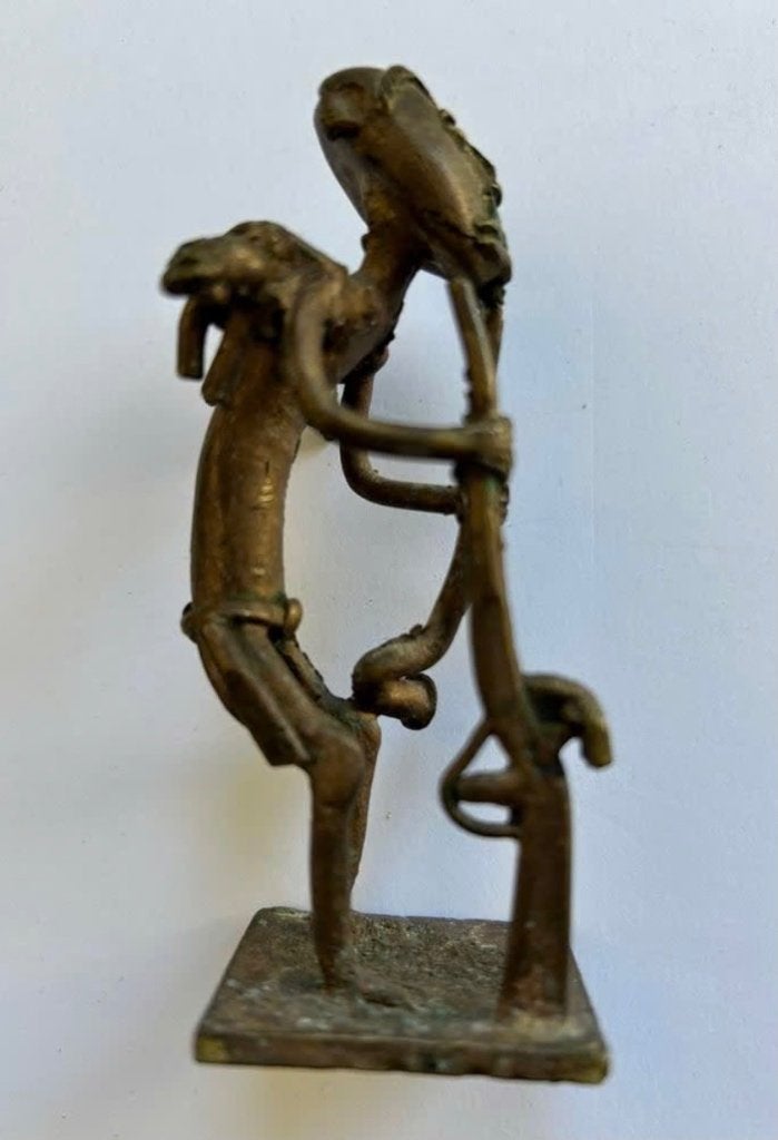 Messing beeldje, Ashanti, met hond, 10,5 cm, Antiek en Kunst, Ophalen of Verzenden