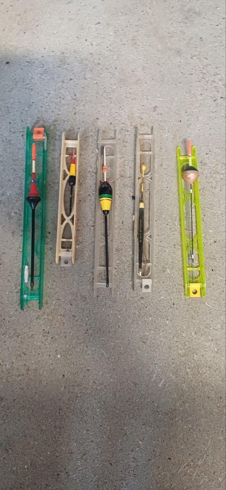 Set van 5 dobbers met lijnen voor vissen, Ophalen, Gebruikt, Dobber of Lood