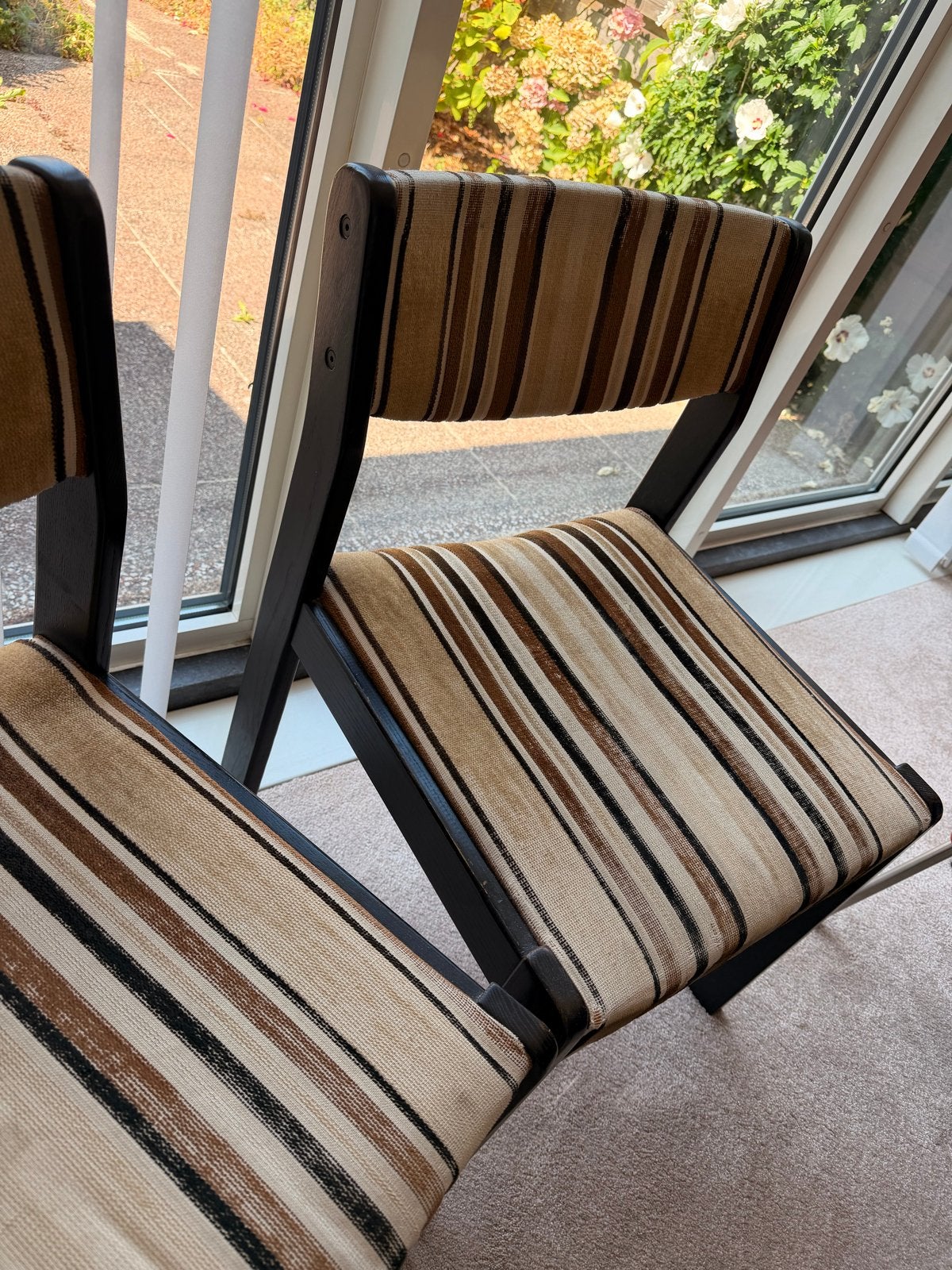 GRATIS ophalenSet van 2 gestreepte stoelen - Bruin/Beige, Ophalen