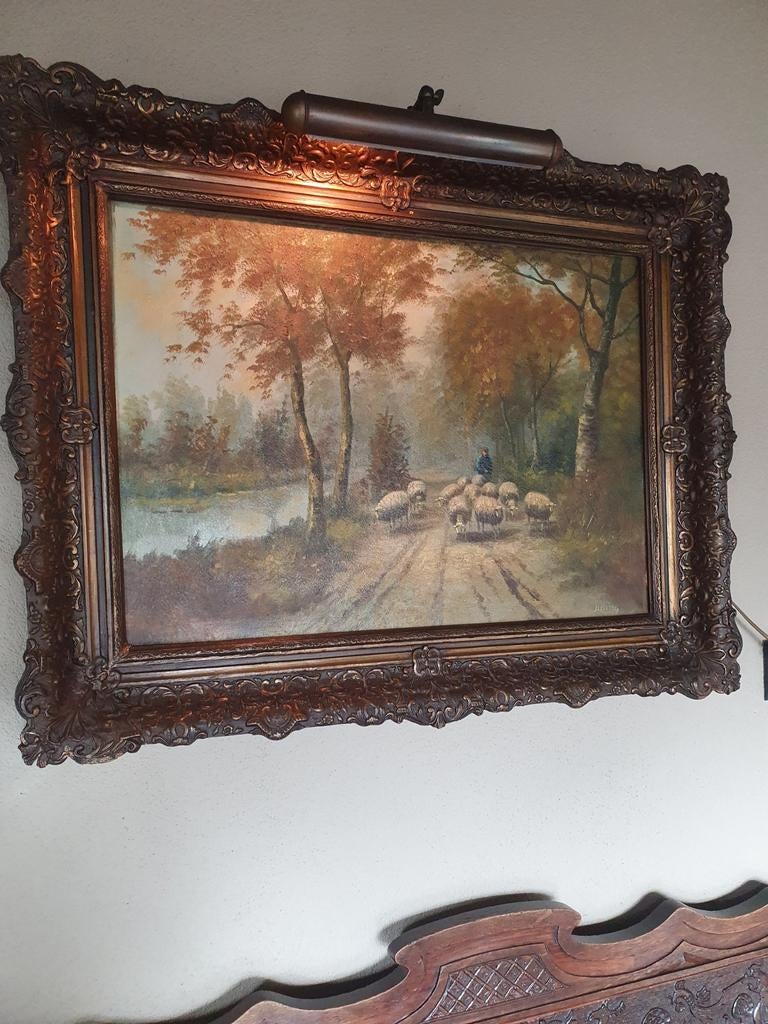 Mooi antiek schilderij kunstschilder j Peters., Huis en Inrichting, Woonaccessoires | Schilderijen, Tekeningen en Foto's, Ophalen