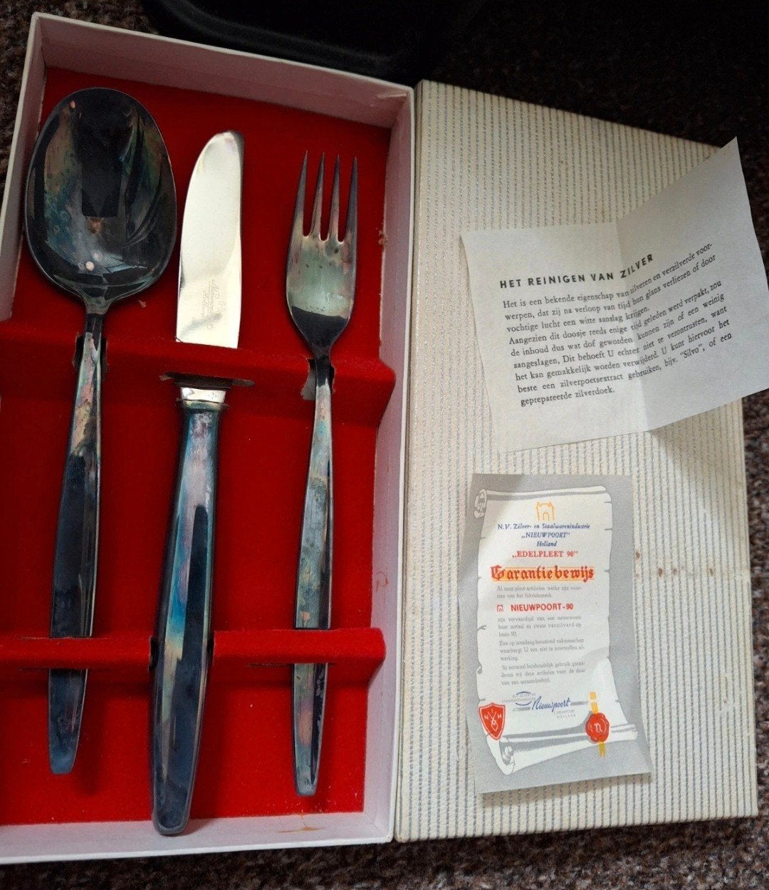 Vintage Nieuwpoort Edelpleet Bestekset - Zilverkleurig, Antiek en Kunst, Antiek | Bestek, Ophalen of Verzenden