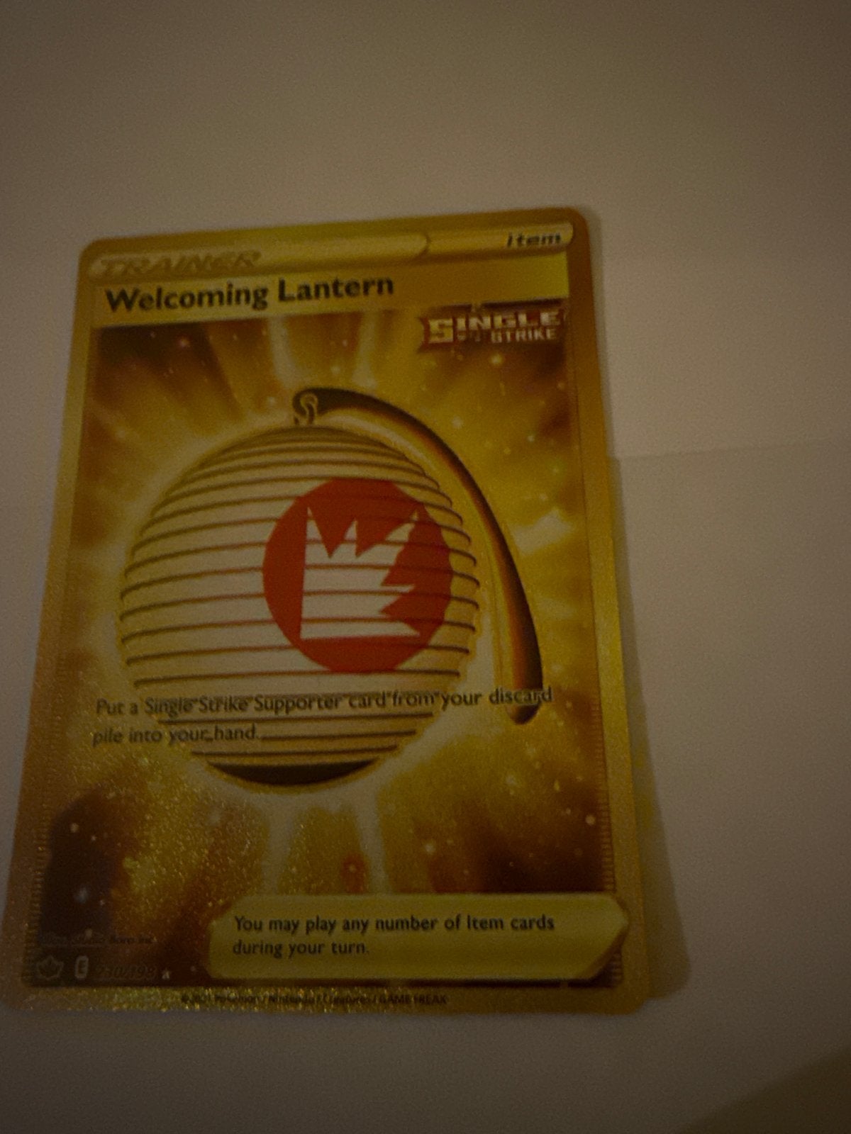 Welcoming Lantern Gold Secret Rare Pokémon Kaart, Ophalen of Verzenden, Zo goed als nieuw, Losse kaart, Foil
