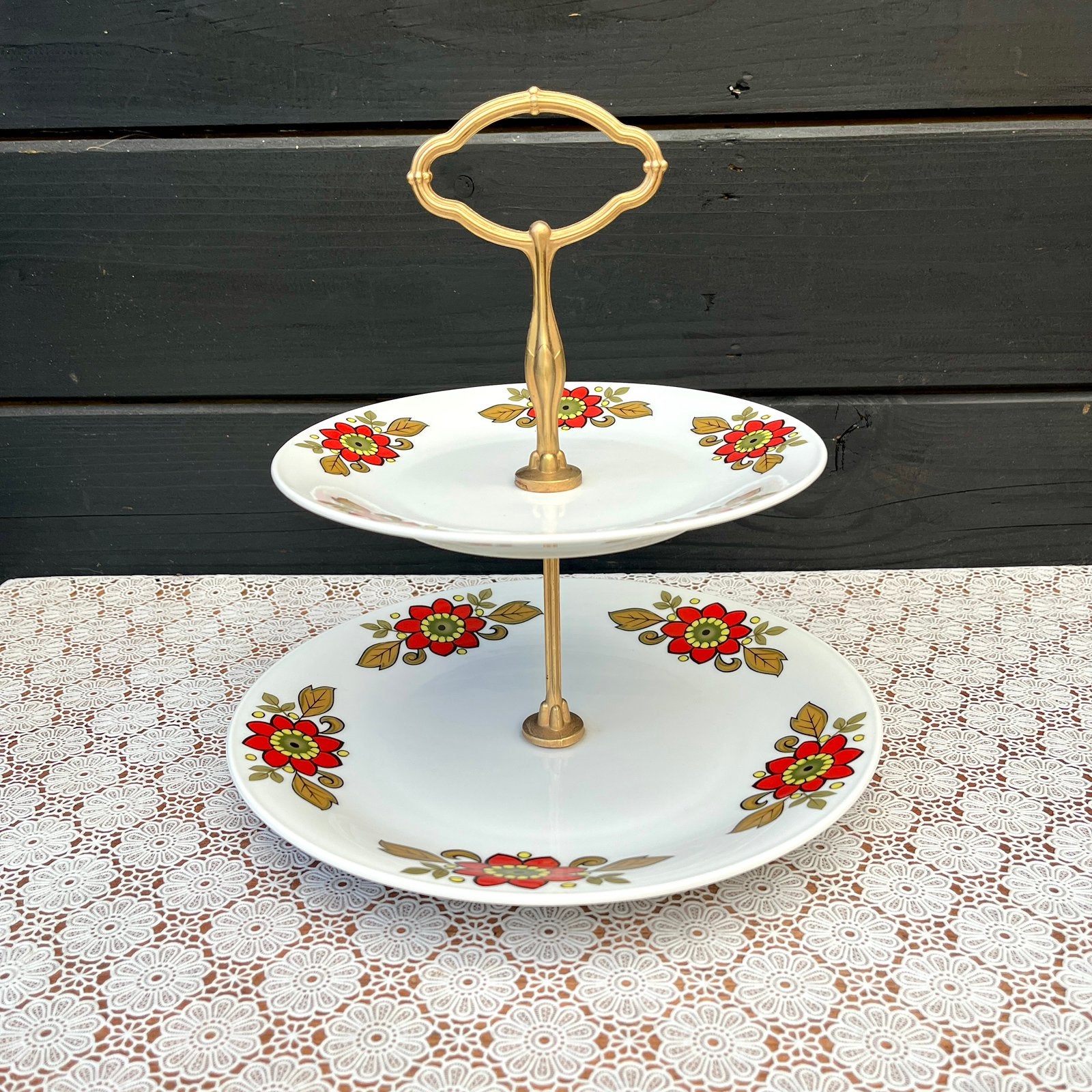 Vintage Seltmann Weiden / Bavaria W.G etagère met bloemen, Etagère, Ophalen of Verzenden, Zo goed als nieuw, Steen/keramiek