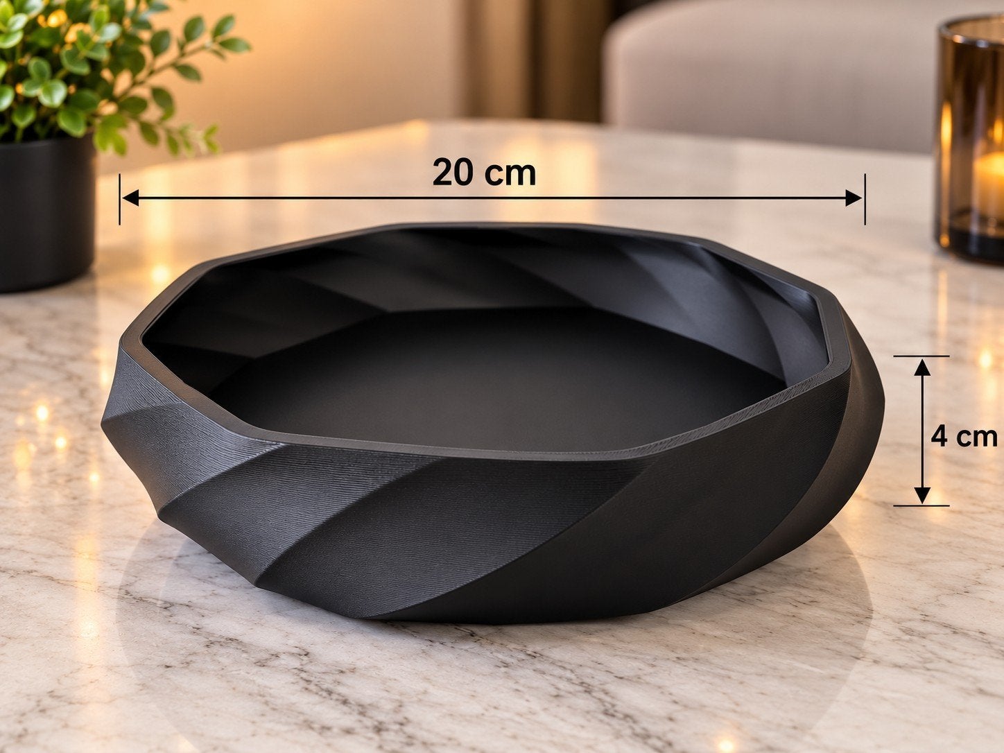 Modern Decoratief Plateau – zwart | Ø 20 cm, Huis en Inrichting, Ophalen of Verzenden, Nieuw, Rond, Metaal