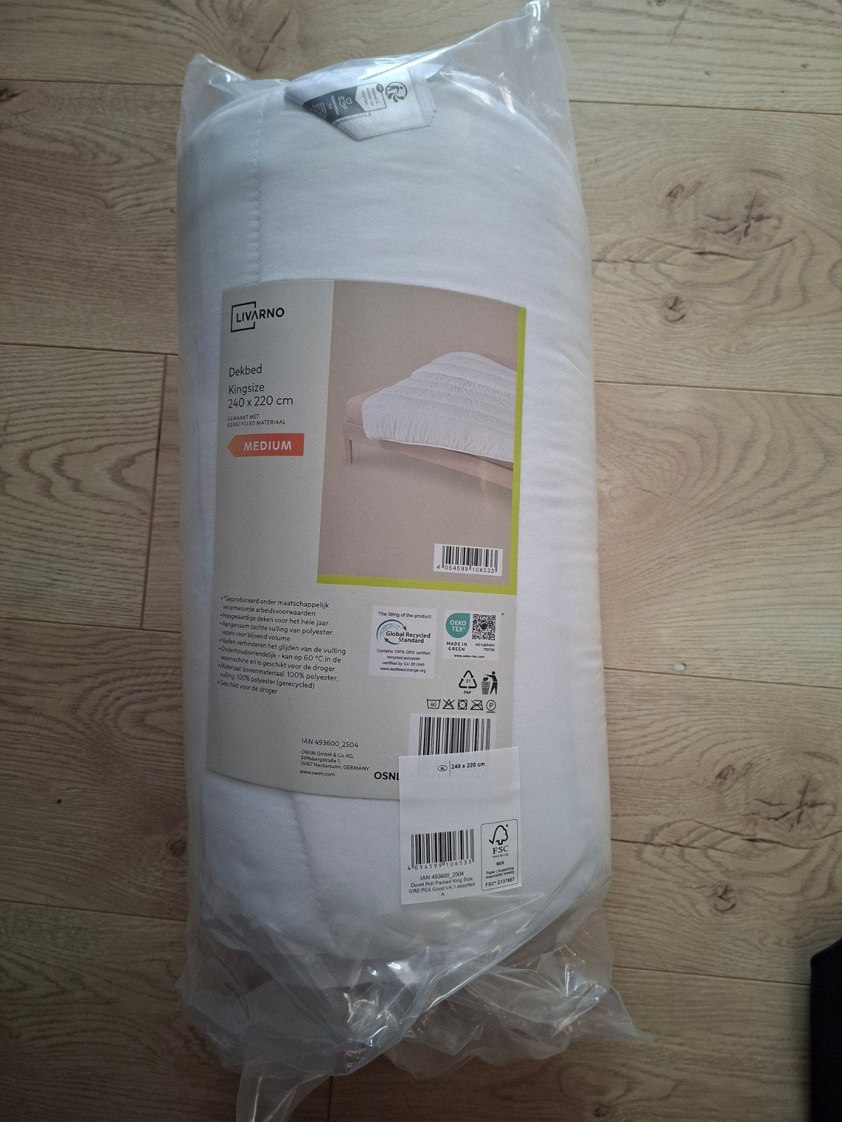 Livarno Home Dekbed Kingsize 240x220 cm Medium, Lits-jumeaux, Wit, Nieuw, Ophalen of Verzenden