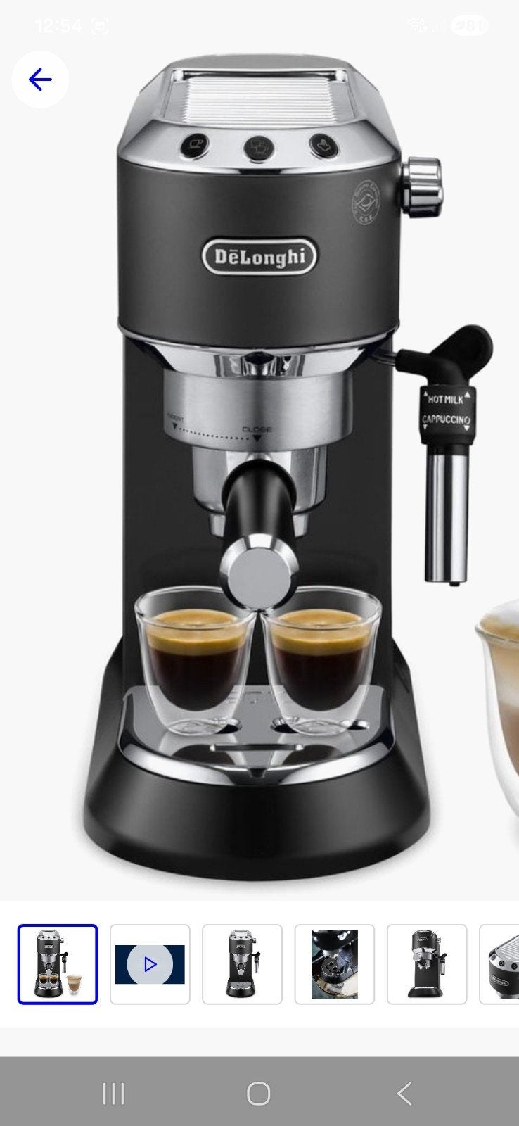 De'Longhi EC685.BK Dedica Black koffiemachine + accessoires, Ophalen of Verzenden, Espresso apparaat, Gemalen koffie, Stoompijpje