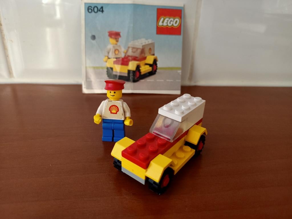 Vintage Lego 604 Shell service auto / car, Ophalen, Compleet, Gebruikt, Lego