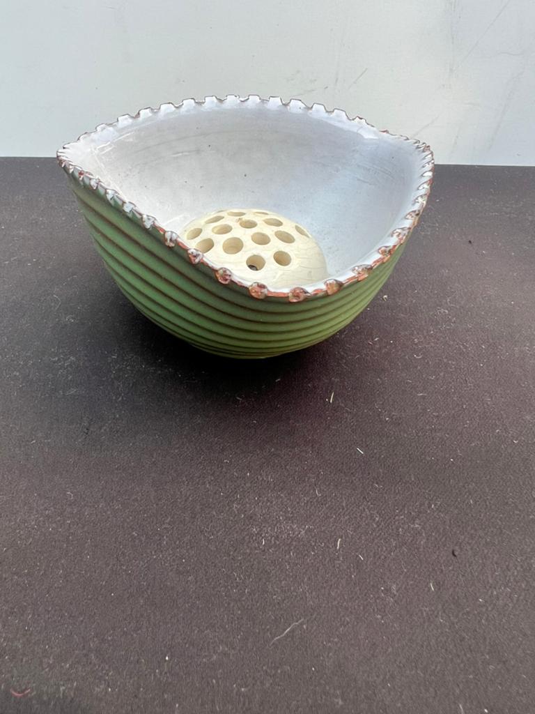 Te Koop Vintage ADCO Bloemensteker Groen Kartelrand, Rond, Ophalen of Verzenden, Zo goed als nieuw, Balkon