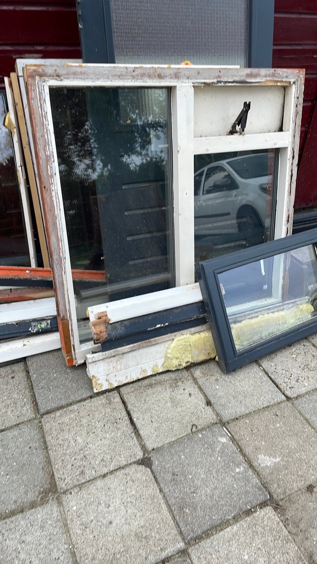 Gratis raamkozijnen hardhout, Doe-het-zelf en Verbouw, Ophalen, Zo goed als nieuw, Minder dan 80 cm, Gevelraam of Ruit