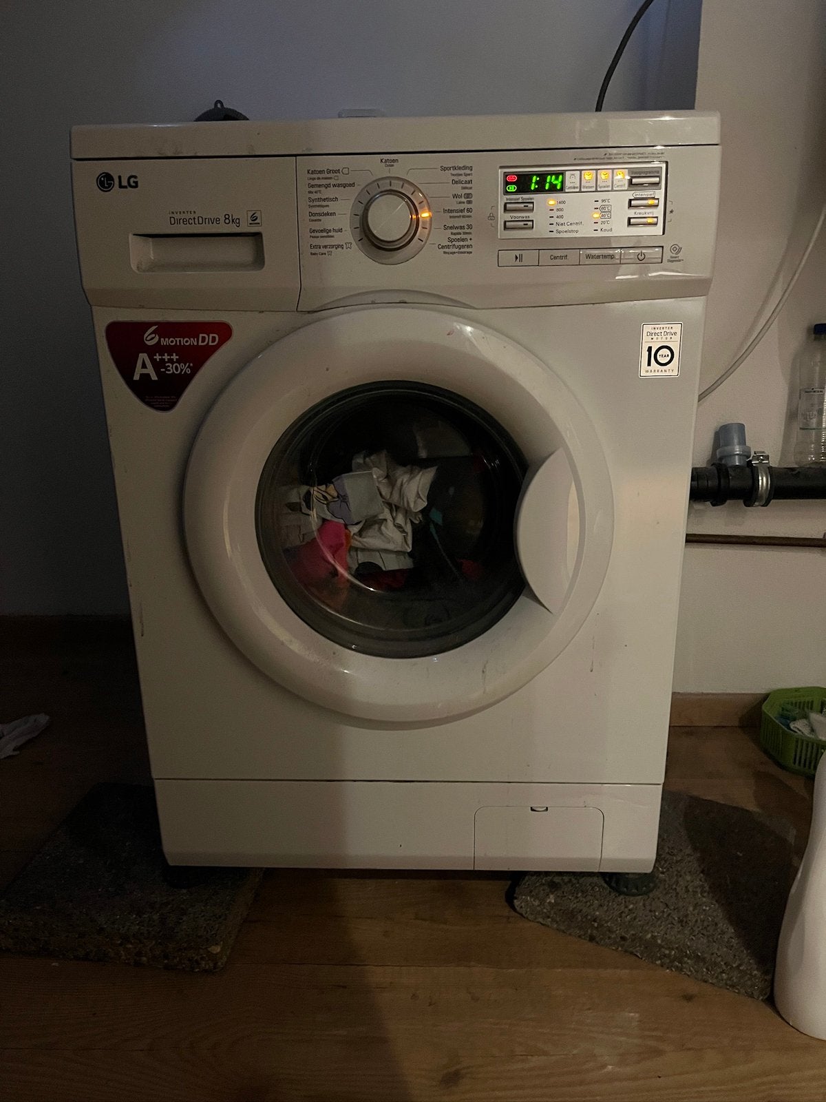 Tekoop wasmachine, Witgoed en Apparatuur, Ophalen, Gebruikt, Energieklasse A of zuiniger, 85 tot 90 cm