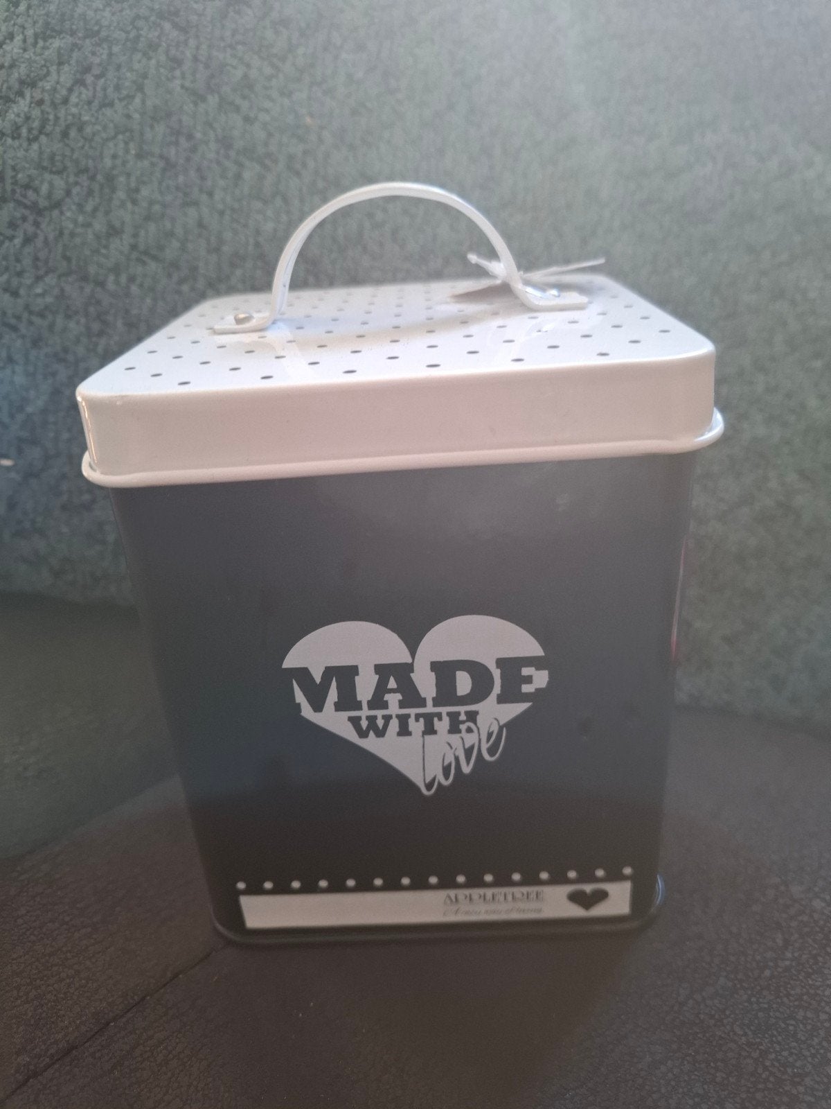 Appletree Bewaarblik "Made With Love" Zwart-Wit, Huis en Inrichting, Zwart, Nieuw, Ophalen of Verzenden, Metaal
