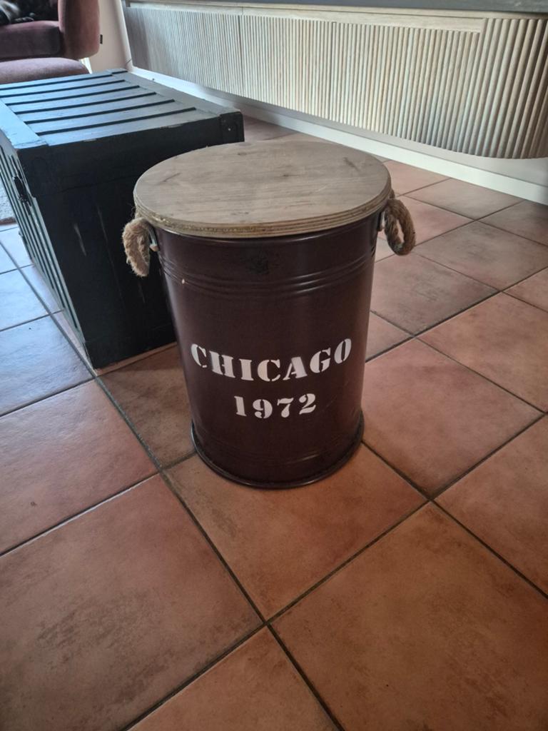 Leuke vat met deksel - Chicago 1972, Gebruikt, Ophalen of Verzenden, Metaal, Bruin