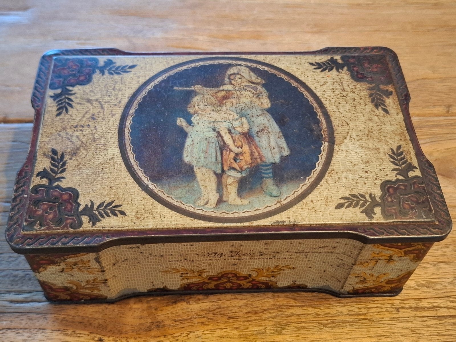 Antiek blik 'Tip-Toes' van Beatties Biscuits, Ophalen of Verzenden, Gebruikt, Koek(jes), Overige merken