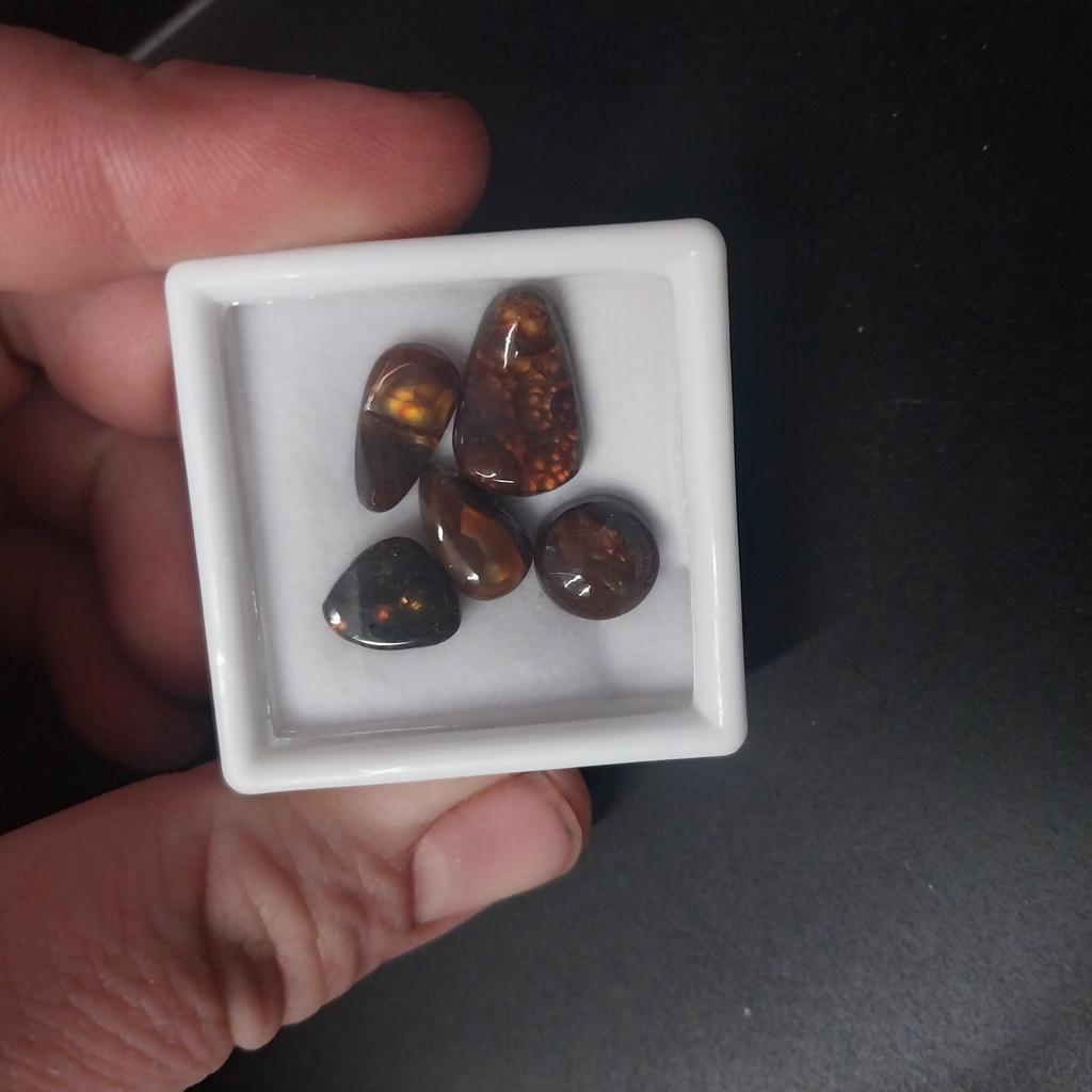5 mooie vuuragaat cabochons uit mexico, Ophalen of Verzenden